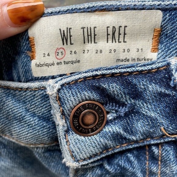 Free People We the Free Denim A line Gradient Ombré Button Fly Distressed Skirt - Picture 3 of 4